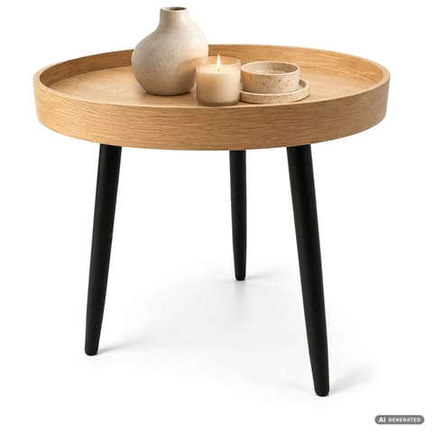⁨Stolik kawowy loftowy PICCO 40 cm okrągły Naturalne Drewno czarne nogi⁩ w sklepie Wasserman.eu