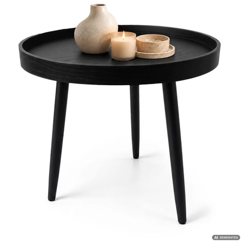 ⁨Stolik kawowy loftowy PICCO 40 cm okrągły Czarny czarne nogi⁩ w sklepie Wasserman.eu