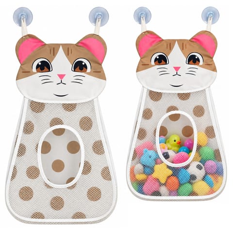 ⁨Torba Organizer z Przyssawkami Na Zabawki Do Kąpieli Kotek Beżowy 50 cm⁩ w sklepie Wasserman.eu