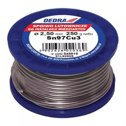 ⁨Spoiwo lutownicze 2,5mm 250g 97%sn sn97cu3⁩ w sklepie Wasserman.eu