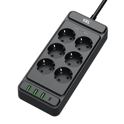 ⁨Listwa przepięciowa, 6 gniazd 2p+z oraz gniazdami usb a, usb c, 2m, schuko ; kel⁩ w sklepie Wasserman.eu