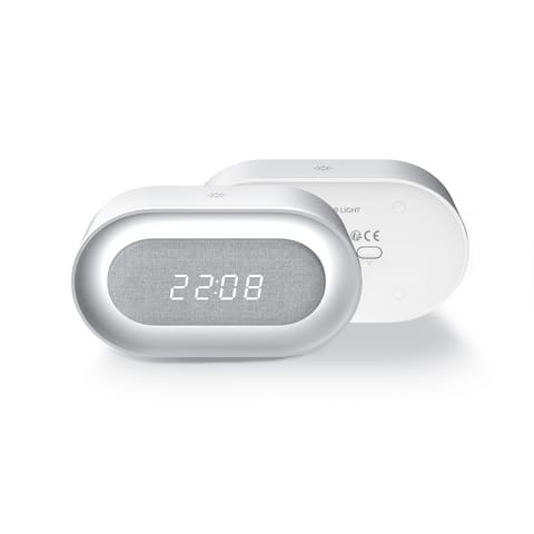 ⁨Budzik z nocną lampką led pure fnl-07 aksel biały podłużny forever light, li-ion⁩ w sklepie Wasserman.eu