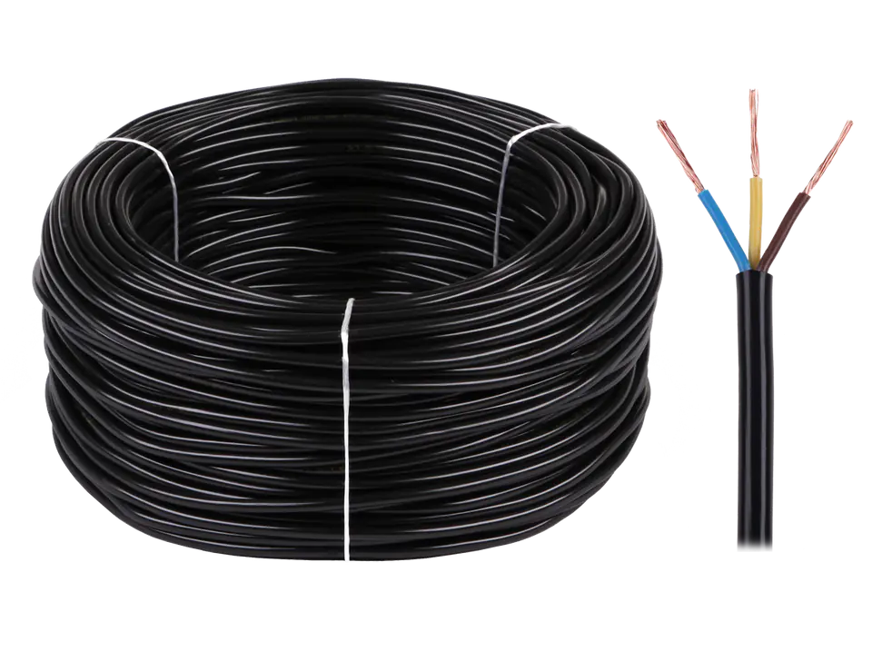 ⁨Kabel elektryczny OMY 3x0,75 300/300V czarny⁩ w sklepie Wasserman.eu