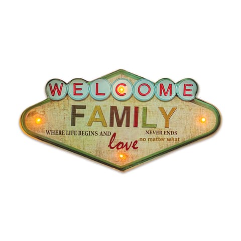 ⁨Znak metalowy retro led welcome family forever light⁩ w sklepie Wasserman.eu