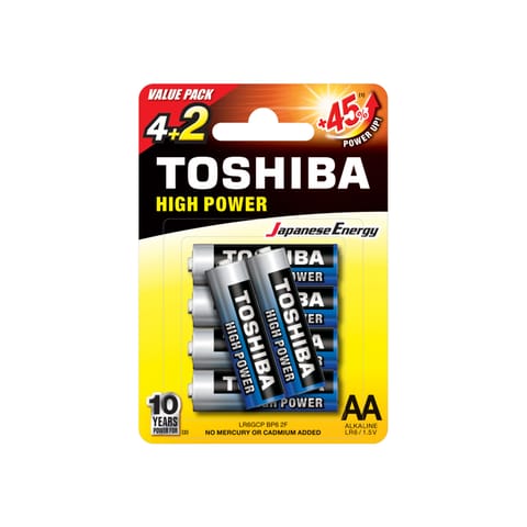 ⁨Alkaline battery LR6 / AA 1,5V HIGH POWER LR6GCNP BP6 2F /blister 4+2pcs/⁩ at Wasserman.eu