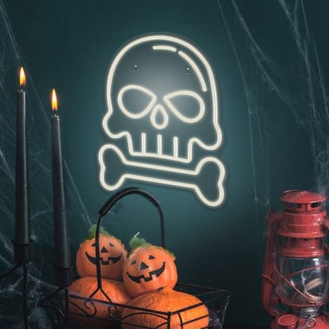 ⁨Neon plexi led czaszka z kością biała fpne18 forever light⁩ w sklepie Wasserman.eu