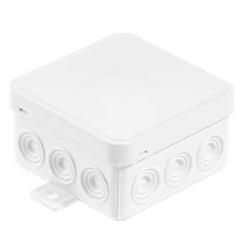 ⁨Puszka n/t hermetyczna v5 ip-54 75x75x41 12-wl klik z osłabieniami biała⁩ w sklepie Wasserman.eu