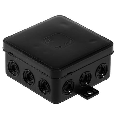 ⁨Puszka n/t hermetyczna v6 ip-54 85x85x41 12-wl klik z osłabieniami czarna⁩ w sklepie Wasserman.eu