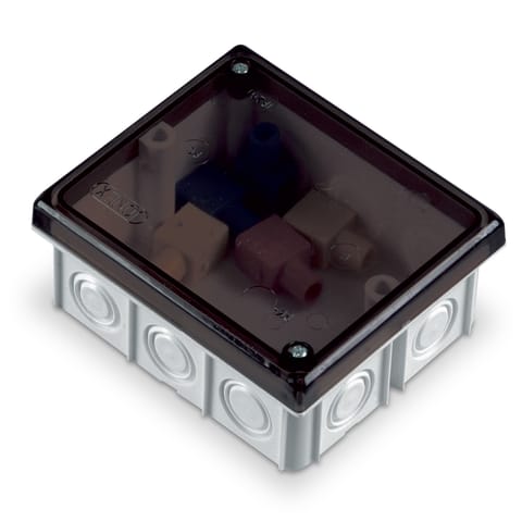 ⁨Puszka instalacyjna, izolacyjna, odgałęźna, 14-wlotowa, wtynkowa z osłabieniami ścianek, ?16÷21, IP20, wymiar 8095 z pięcioma zaciskami 1x4mm2⁩ w sklepie Wasserman.eu