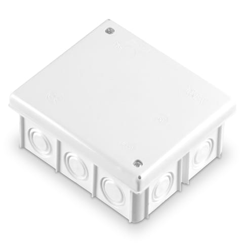 ⁨Puszka instalacyjna, izolacyjna, odgałęźna, 14-wlotowa, wtynkowa z osłabieniami ścianek, ?16÷21, IP20, wymiar 8095 z pięcioma zaciskami 1x4mm2⁩ w sklepie Wasserman.eu