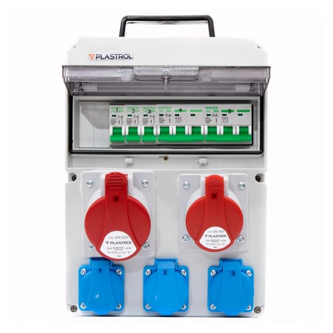 ⁨Rozdzielnica CAS-S 32A 16A 3230 IP54 Rozdzielnica budowlana z zabezpieczeniem nadprądowym, IP 54, 1x32A-400V/1x16A-400V/3x16A-230V⁩ w sklepie Wasserman.eu