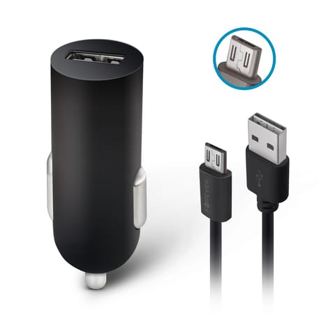 ⁨Forever ładowarka samochodowa m02 1x usb 2a czarna + kabel microusb⁩ w sklepie Wasserman.eu