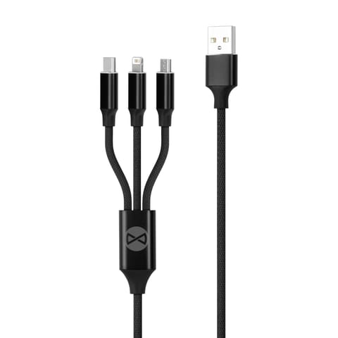 ⁨Forever kabel 3w1 usb – lightning + usb-c + microusb 1,2 m 2a czarny⁩ w sklepie Wasserman.eu