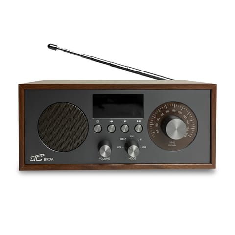 ⁨Radio przenośne retro brda fm/bt/usb akum.2200mah,10w,ładowanie indukcyjne telefonu,brąz/grafit⁩ w sklepie Wasserman.eu