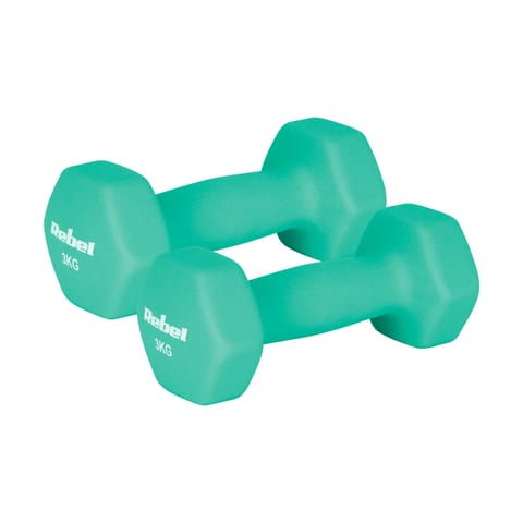⁨Hantelki żeliwne neoprenowe HEX 2x3kg, REBEL ACTIVE⁩ w sklepie Wasserman.eu