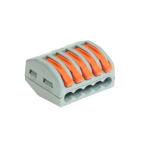 ⁨Szybkozłączka pięciokrotna z dźwigniami do wszystkich rodzajów przewodów, 24a, 0,2-4mm2, 450v ac⁩ w sklepie Wasserman.eu