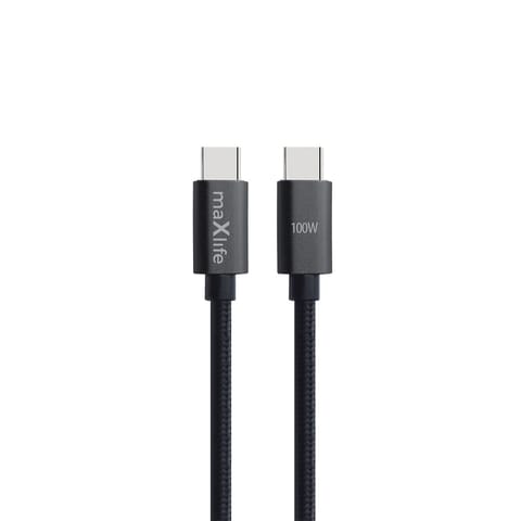 ⁨Maxlife kabel mxuc-12 usb-c – usb-c 1,0 m 100w czarny⁩ w sklepie Wasserman.eu