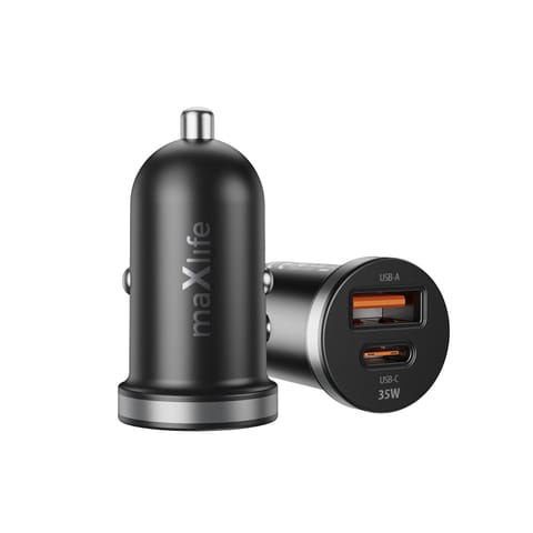 ⁨Maxlife ładowarka samochodowa pd qc mxcc-05 1x usb-c 1x usb 35w czarna⁩ w sklepie Wasserman.eu