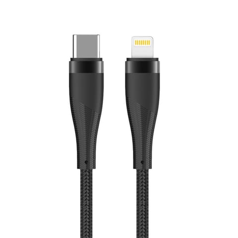 ⁨Maxlife kabel mxuc-08 usb-c – lightning 1,0 m 27w czarny nylonowy⁩ w sklepie Wasserman.eu