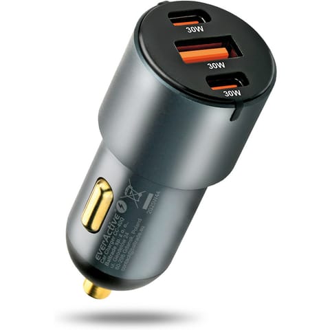 ⁨Ładowarka samochodowa EVERACTIVE 60W, 1xUSB-A (30W), 2xUSB-C 2x30W CC-40Q⁩ w sklepie Wasserman.eu
