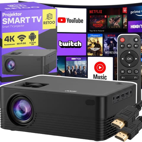 ⁨Projektor rzutnik smart tv wifi full hd 4k 900lm lcd led bluetooth android - er1159-1⁩ w sklepie Wasserman.eu