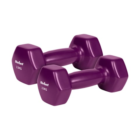 ⁨Hantelki żeliwne winylowe HEX 2x2.5kg, REBEL ACTIVE⁩ w sklepie Wasserman.eu