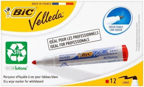 ⁨Marker Velleda Eco okrągły czerwony (12szt) BIC⁩ w sklepie Wasserman.eu