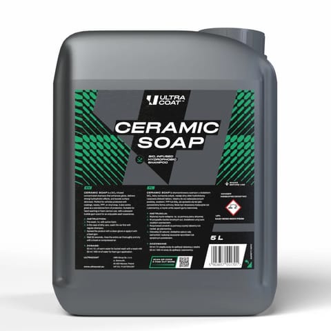 ⁨Ultracoat Ceramic Soap 5L  - silnie hydrofobowy szampon z SiO₂ nadający połysk i ochronę.⁩ w sklepie Wasserman.eu
