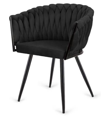 ⁨Krzesło plecione Lugano fotel TRECCIA BLACK VELVET SMOKE⁩ w sklepie Wasserman.eu