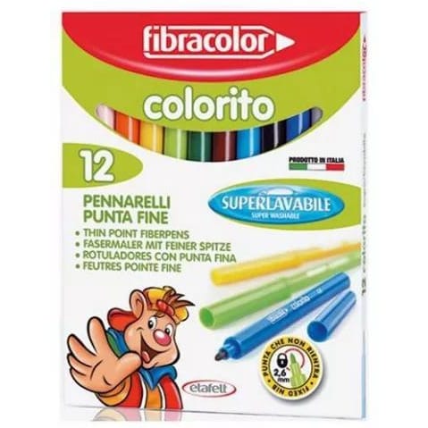 ⁨Flamastry COLORITO 12 kolorów FIBRACOLOR⁩ w sklepie Wasserman.eu
