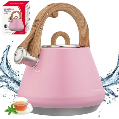 ⁨CZAJNIK STALOWY Z GWIZDKIEM 2,5L KLAUSBERG KB-9064 RÓŻOWY⁩ w sklepie Wasserman.eu