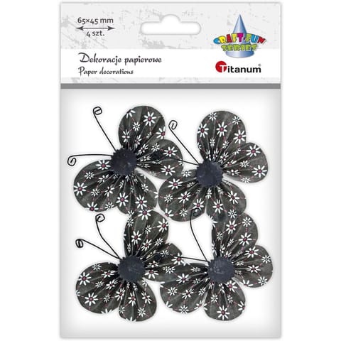 ⁨Motyle papierowe 3D (4szt.) 6,5x4,5cm 491118 TITANUM⁩ w sklepie Wasserman.eu