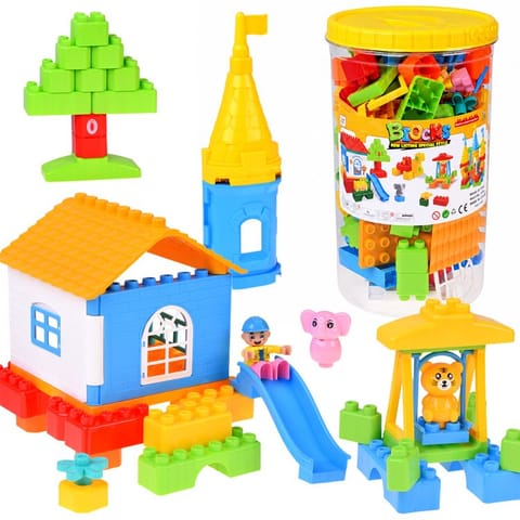 ⁨Klocki DUŻE plastikowe 94ele w pojemniku z uchwytem + figurki ZA6429⁩ w sklepie Wasserman.eu