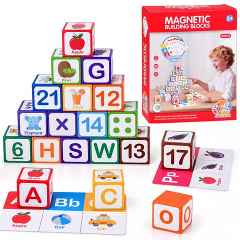 ⁨Klocki magnetyczne EDUKACYJNE - nauka liczenia, liter, zegara 35ele ZA6603⁩ w sklepie Wasserman.eu