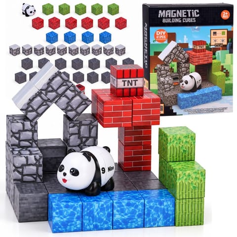 ⁨Klocki magnetyczne PANDA - konstrukcyjne sześciany i piksele 41ele ZA6604⁩ w sklepie Wasserman.eu