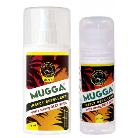 ⁨Zestaw Mugga Strong Spray + Roll On 50% Deet Mugga⁩ w sklepie Wasserman.eu