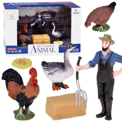 ⁨SERIA ZWIERZĘTA FARMA Zestaw farmer i ptaki - kura, kogut, gęś ZA6404 D⁩ w sklepie Wasserman.eu