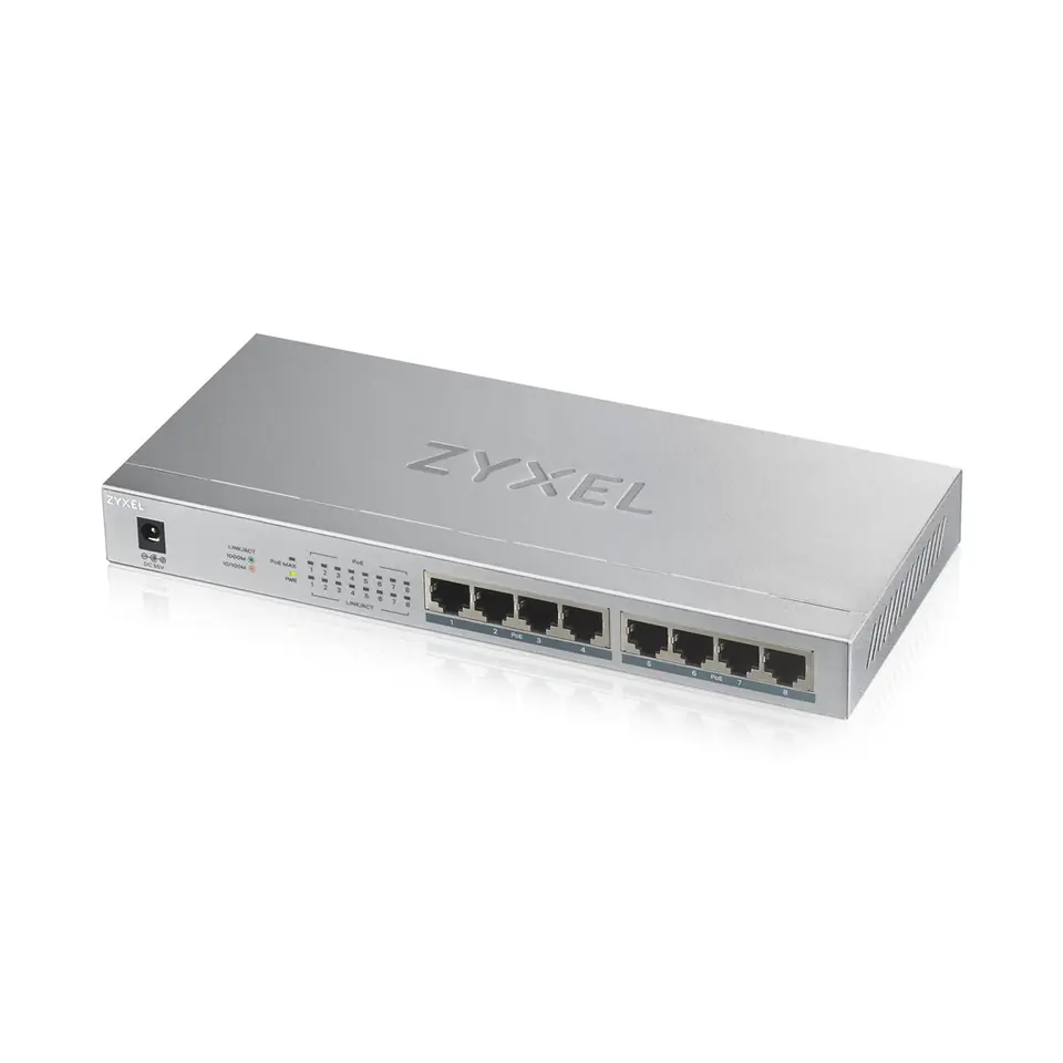 ⁨Zyxel GS1008HP Unmanaged Gigabit Ethernet (10/100/1000) Power over Ethernet (PoE) Grey⁩ at Wasserman.eu