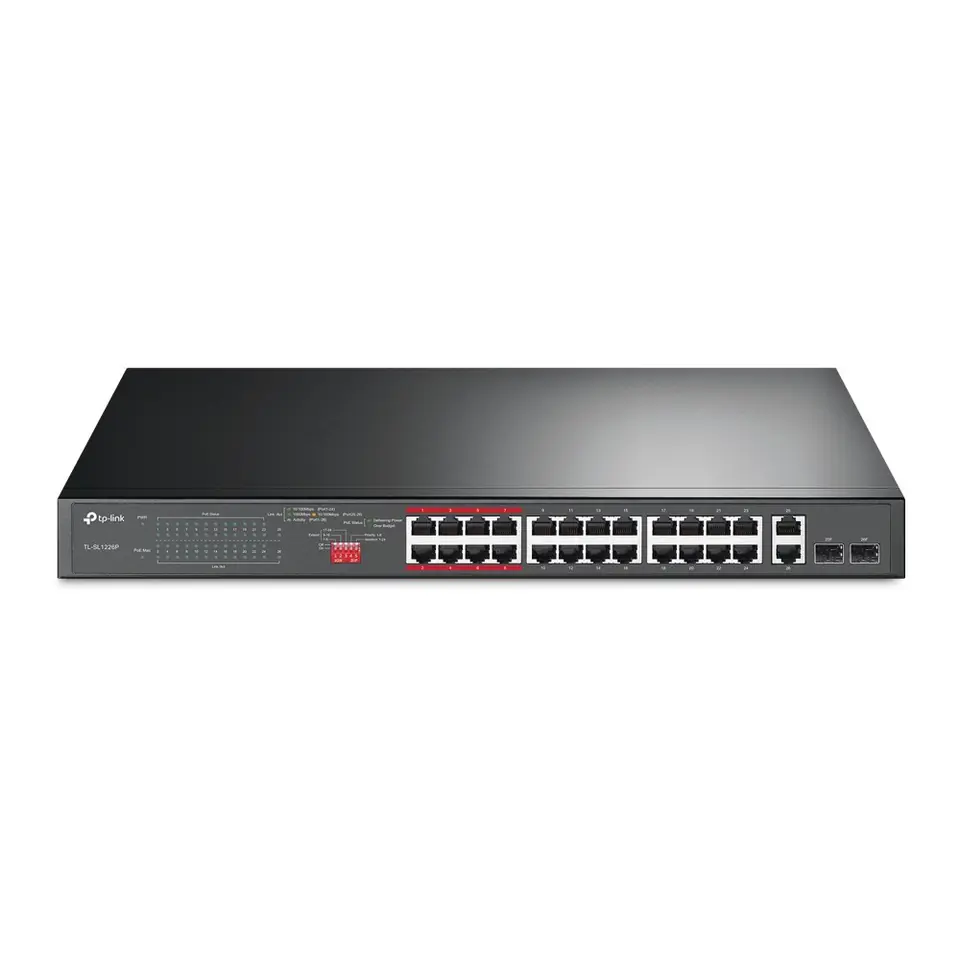 ⁨TP-Link 24-Port 10/100Mbps + 2-Port Gigabit Unmanaged PoE+ Switch⁩ at Wasserman.eu