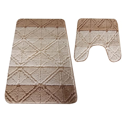 ⁨Komplet łazienkowy Montana z wycięciem GLD-004 Beige beżowy Komplet (50 cm x 80 cm i 40 cm x 50 cm)⁩ w sklepie Wasserman.eu