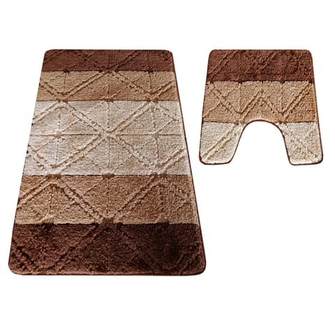 ⁨Komplet łazienkowy Montana z wycięciem GLD-004 Brown brązowy Komplet (50 cm x 80 cm i 40 cm x 50 cm)⁩ w sklepie Wasserman.eu