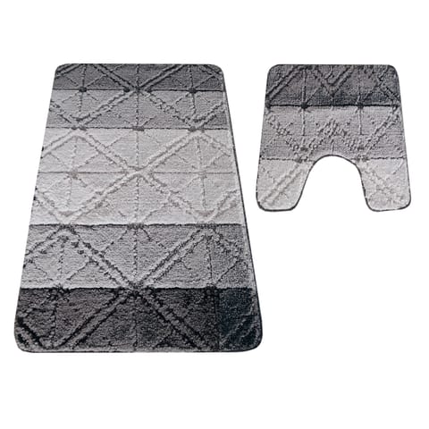 ⁨Komplet łazienkowy Montana z wycięciem GLD-004 Grey szary Komplet (50 cm x 80 cm i 40 cm x 50 cm)⁩ w sklepie Wasserman.eu