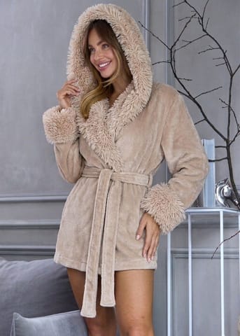 ⁨Szlafrok L&L Damski 2653 Tricia Angora (kolor angora, rozmiar XL)⁩ w sklepie Wasserman.eu