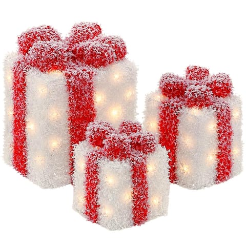 ⁨PREZENTY ŚWIECĄCE DEKORACJA ŚWIETLNA SET 3SZT 30 LED TIMER⁩ w sklepie Wasserman.eu
