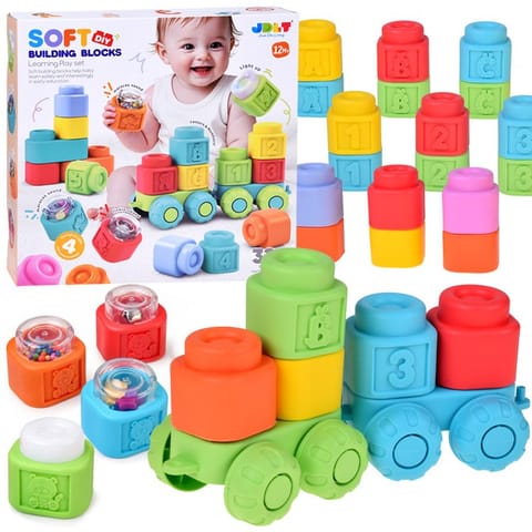 ⁨Gumowe klocki 3w1 - miękkie, sensoryczne, dźwiękowe, świetlne 32ele ZA6435⁩ w sklepie Wasserman.eu