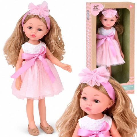 ⁨Lalka BALETNICA 35cm z blond włosami w tiulowej, różowej sukience ZA6440⁩ w sklepie Wasserman.eu