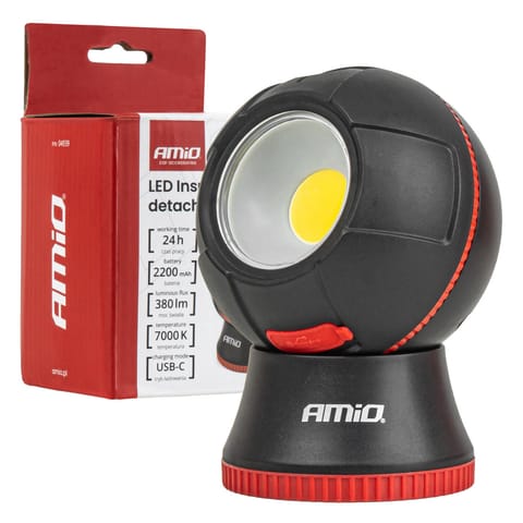 ⁨Lampa inspekcyjna kulista odpinana led 4w cob 2200 mah amio-04939⁩ w sklepie Wasserman.eu