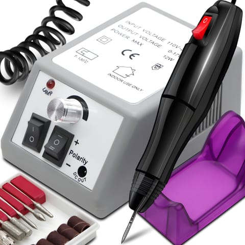 ⁨Frezarka do paznokci manicure pedicure + frezy szara mercedes u010⁩ w sklepie Wasserman.eu