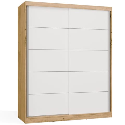 ⁨SZAFA Przesuwna IGA 160 CM Szprosy BIEL DĄB ARTISAN Stylowa i Funkcjonalna⁩ w sklepie Wasserman.eu
