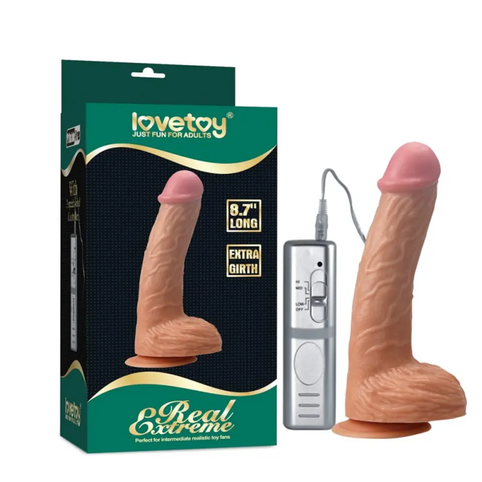 ⁨Dildo z przyssawką i przyssawką Real Extreme 22cm Lovetoy⁩ w sklepie Wasserman.eu